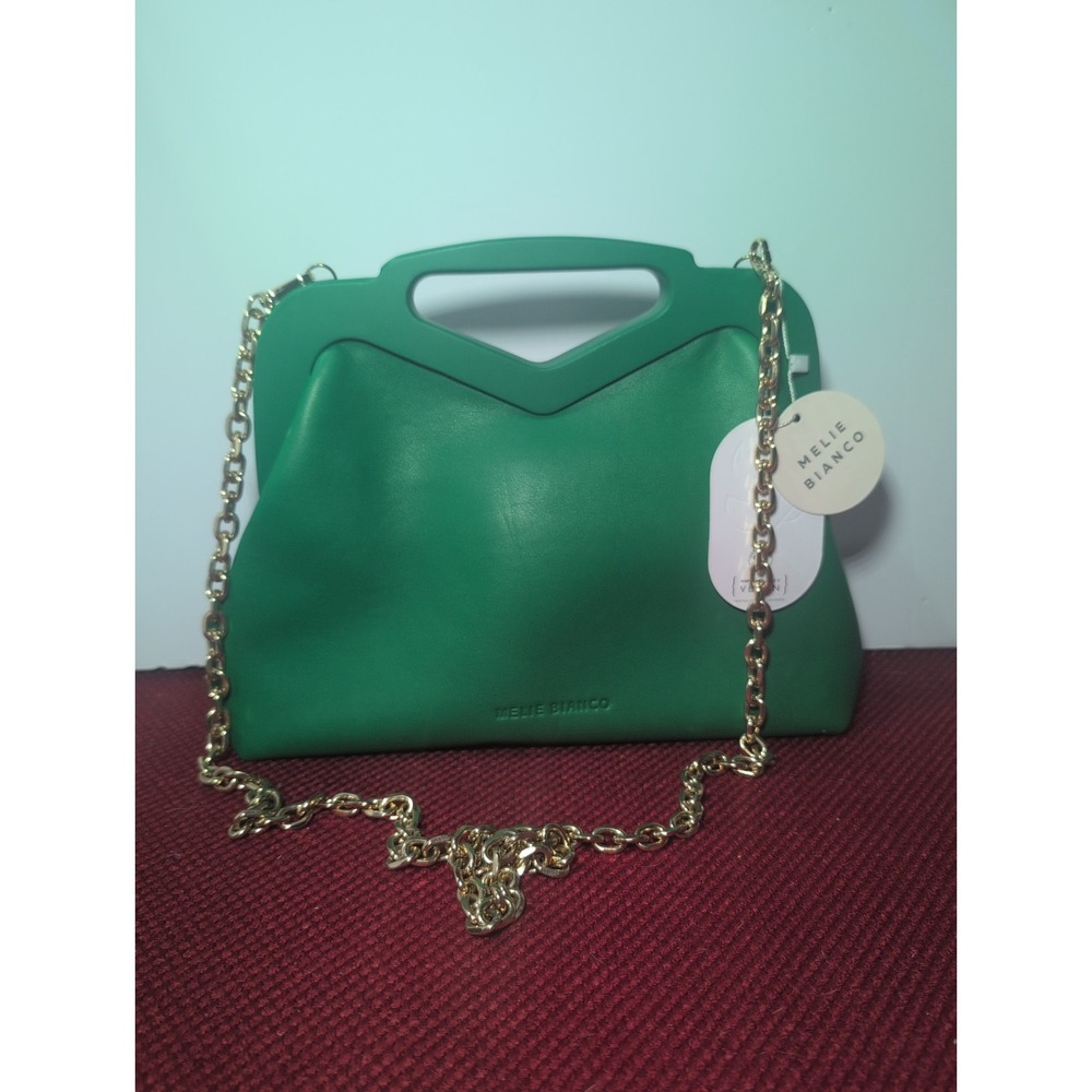 Melie Bianco Angie Hand Bag Womens Medium Green Top Handle Chain Vegan Purse NWT
